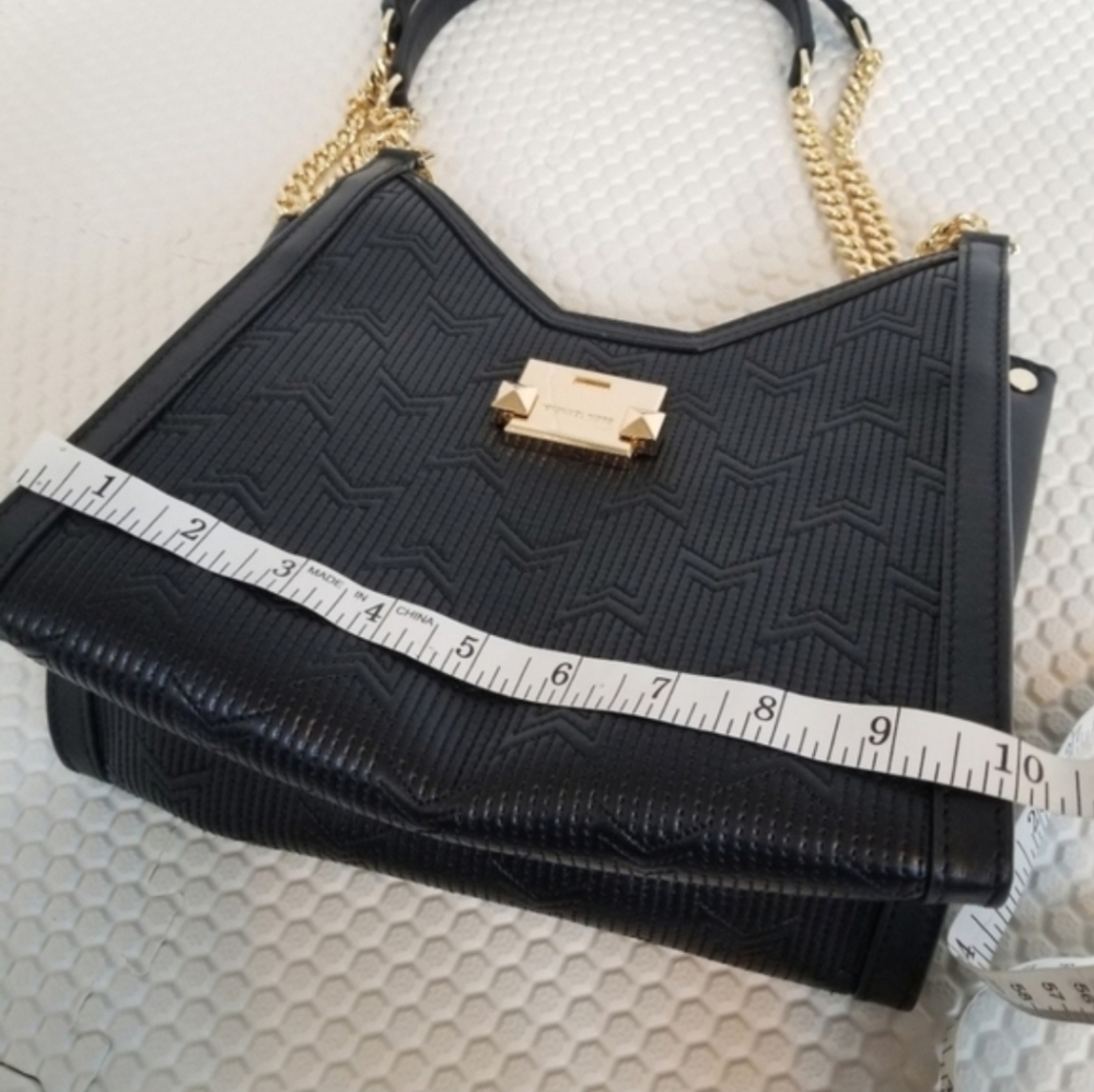 Michael Kors Black Embossed Shoulder Bag with Gold Chain - Picture 11 of 15